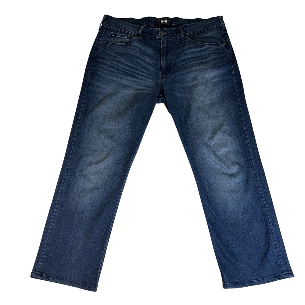 PAIGE Men's Normandie Straight Leg Jeans in Seymour Blue Wash Denim Size 36